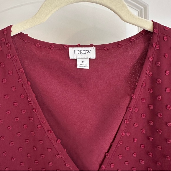 J.Crew Burgundy Clip Dot Blouse M - Picture 3 of 8